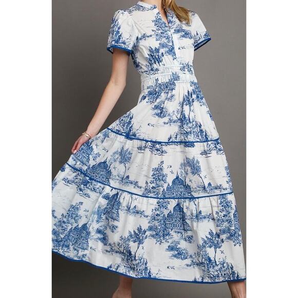 Umgee Scenic Toile Smocked Waist Maxi Dress - Picture 2 of 3